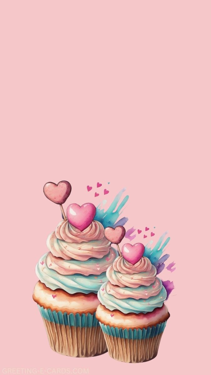 Sweetheart Cupcakes Phone Wallpaper