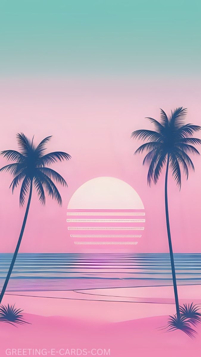 Vaporwave Sunset Phone Background