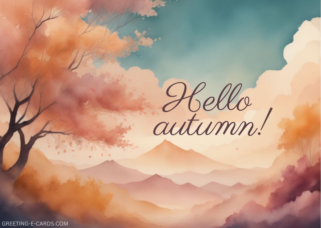 Hello Autumn! Watercolor Landscape E-Card