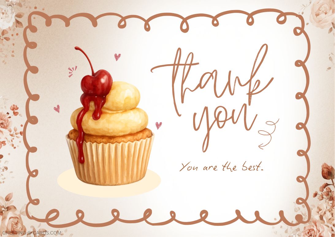 Cute Cupcake Thank You E-Card - Free E-card no sign up