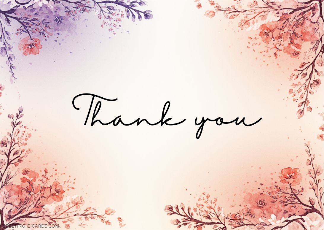 Floral Thank You E-Card - Free E-card no sign up