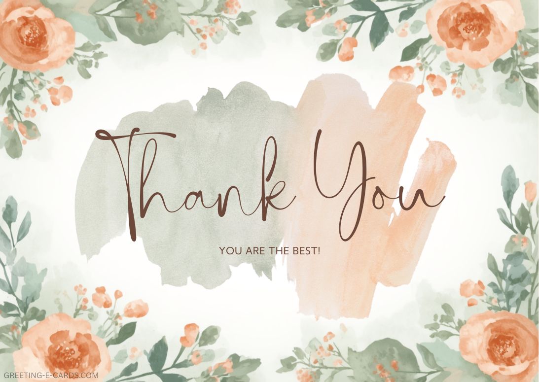 Floral Thank You E-Card - Free E-card no sign up