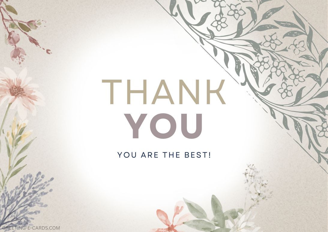 Floral Thank You E-Card - Free E-card no sign up