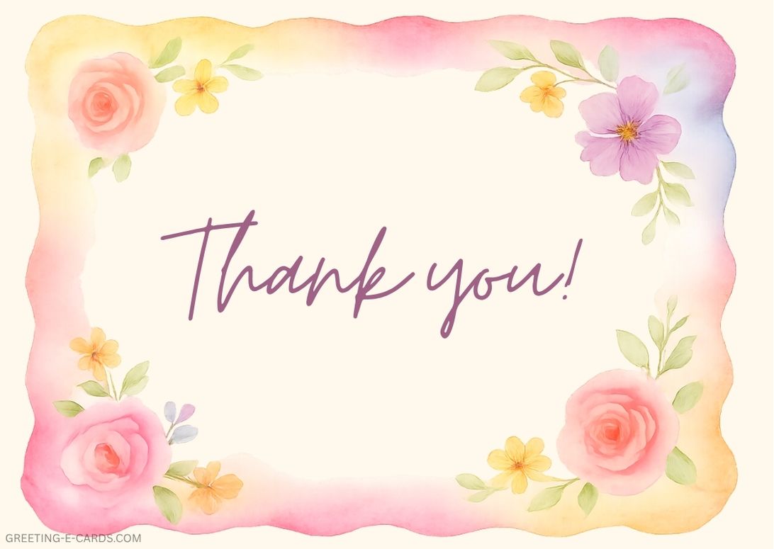 Floral Thank You E-Card - Free E-card no sign up