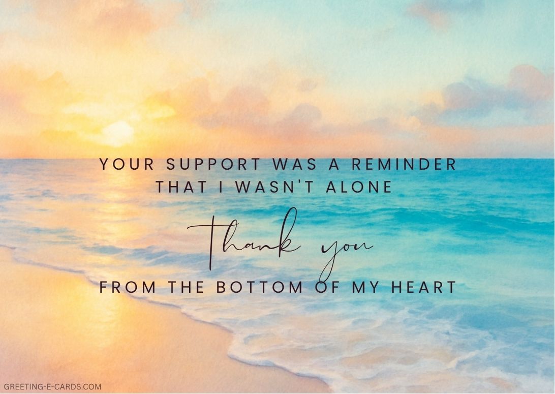 Heartfelt Thank You E-Card with Ocean Sunset - Free E-card no sign up