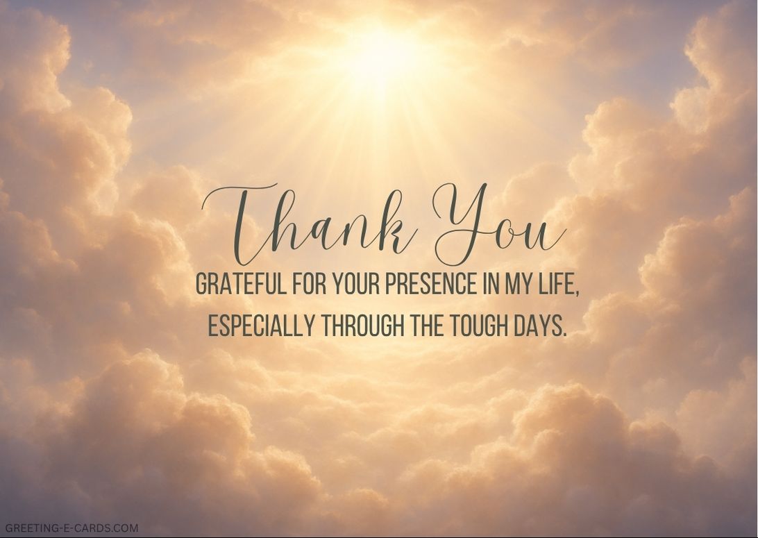 Thank You E-Card with Beautiful Golden Clouds - Free E-card no sign up