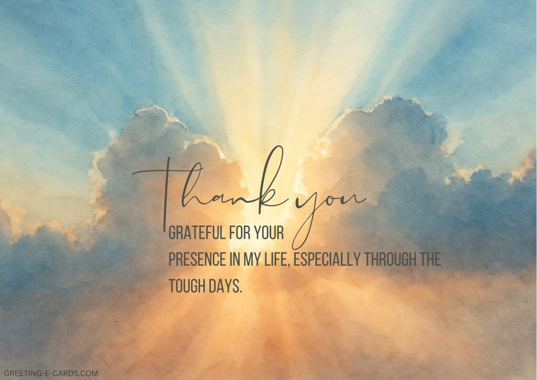 Thank You E-Card with Beautiful Sunset Clouds - Free E-card no sign up