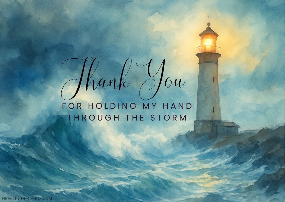 Thank You E-Card with Lighthouse Illustration - Free E-card no sign up