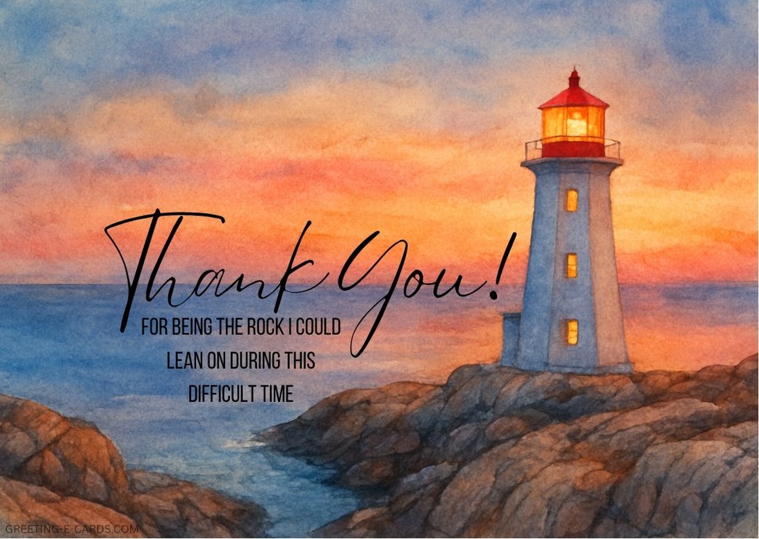 Thank You E-Card with Lighthouse Illustration - Free E-card no sign up