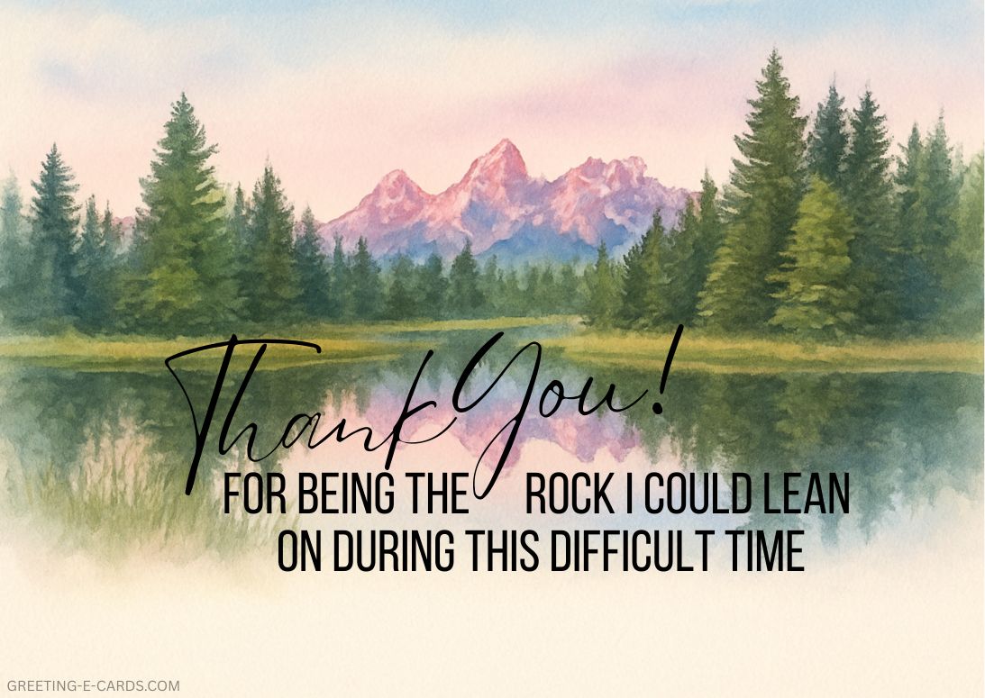 Thank You E-Card with Peaceful Mountain Scenery - Free E-card no sign up