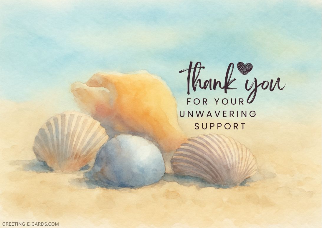 Thank You E-Card with Watercolor Seashells - Free E-card no sign up
