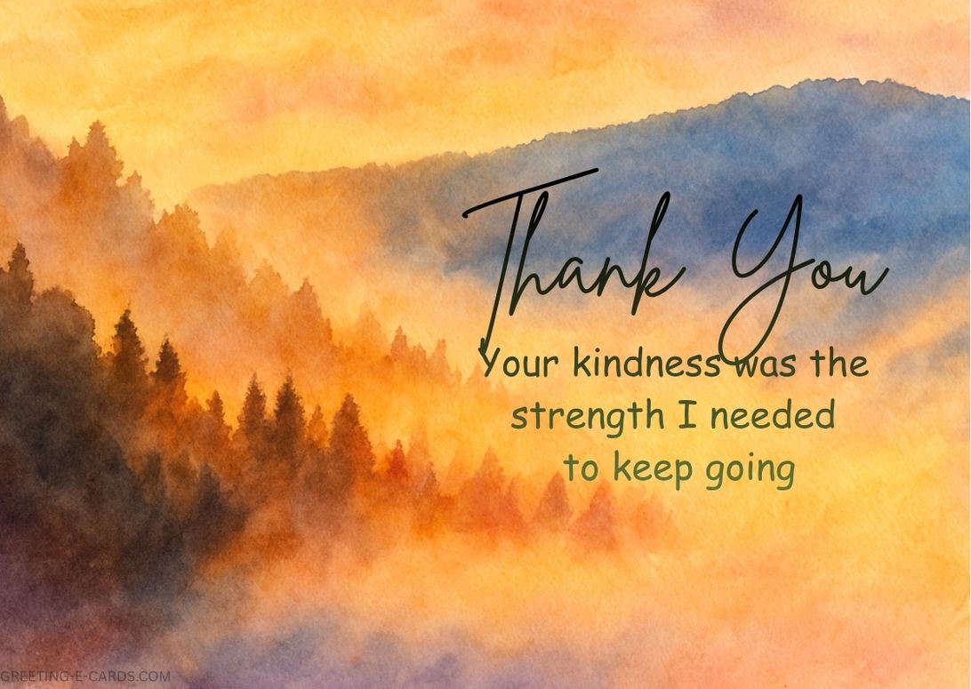 Thank You Greeting Card with Watercolor Forest Landscape - Free E-card no sign up