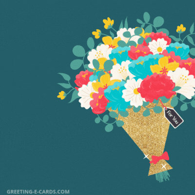 A Sparkling Birthday Bouquet Gif Card - Free Animated GIF no sign up