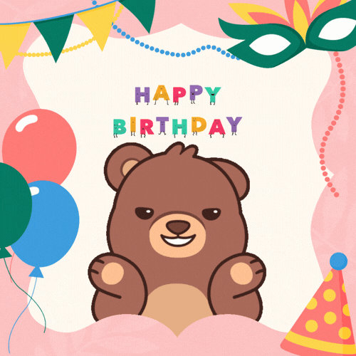 Cute Bear Birthday Animated GIF