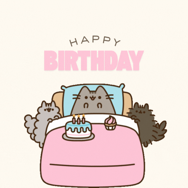 Cute Cat Birthday Gif-Card with Pusheen