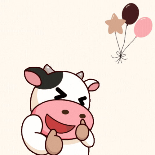 Cute Cow Happy Birthday Animated GIF