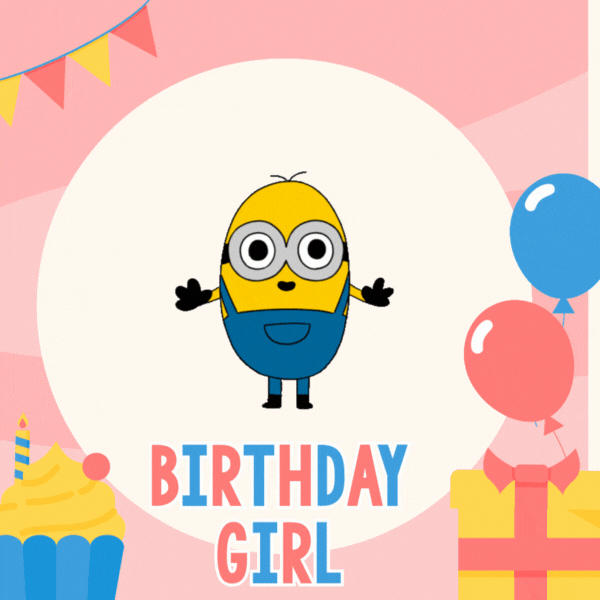 Cute Minion Birthday Gif-Card for Girls