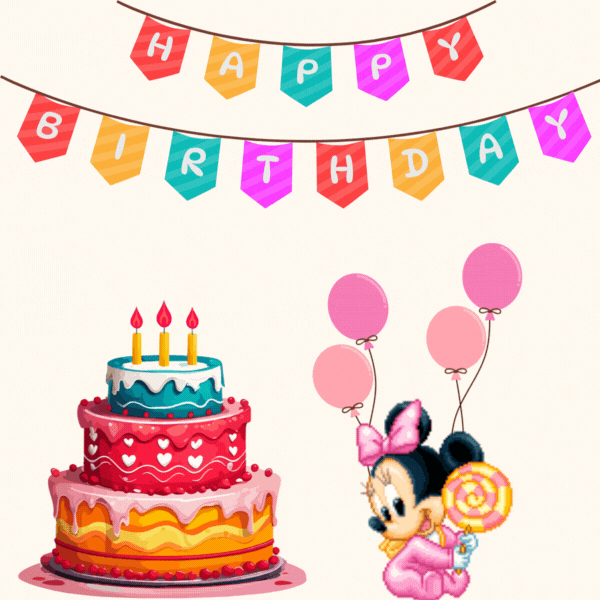Cute Minnie Mouse Birthday Gif-Card