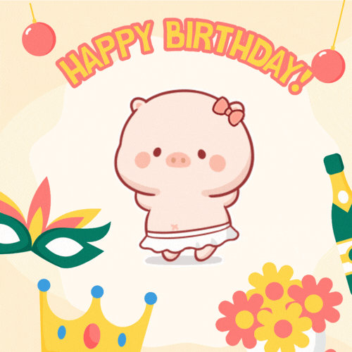 Cute Pig Happy Birthday Animated GIF