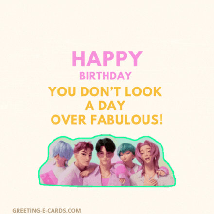 Funny Birthday GIF-Card with Kpop Demon Hunters