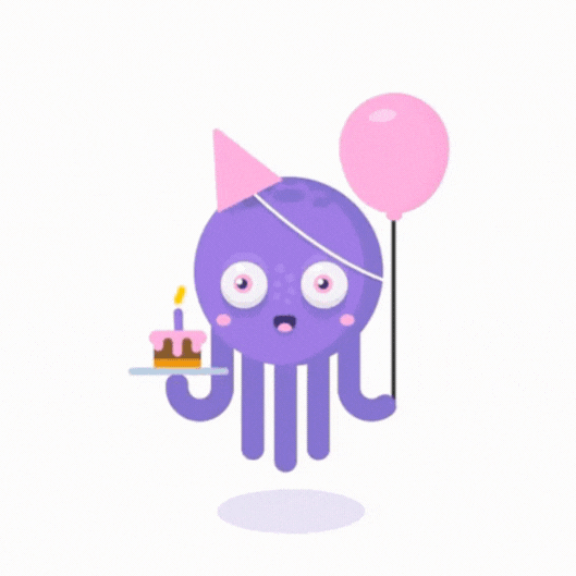 Happy Birthday Octopus gif-Card