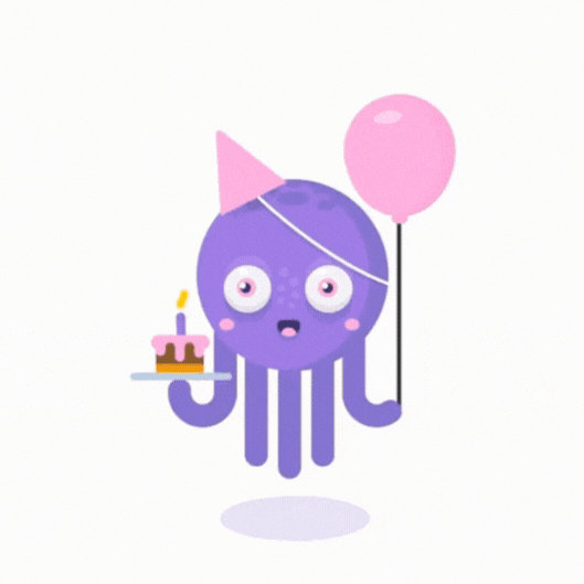Happy Birthday Octopus gif-Card
