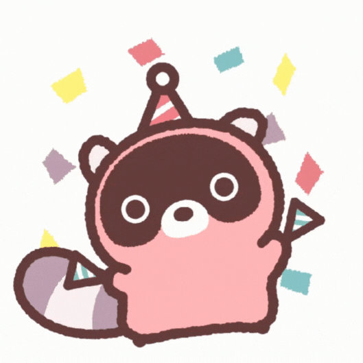 Happy Birthday Raccoon Gif-Card - Free Animated GIF no sign up