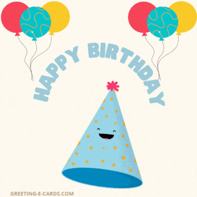 Happy Hat Birthday Gif Card - Free Animated GIF no sign up