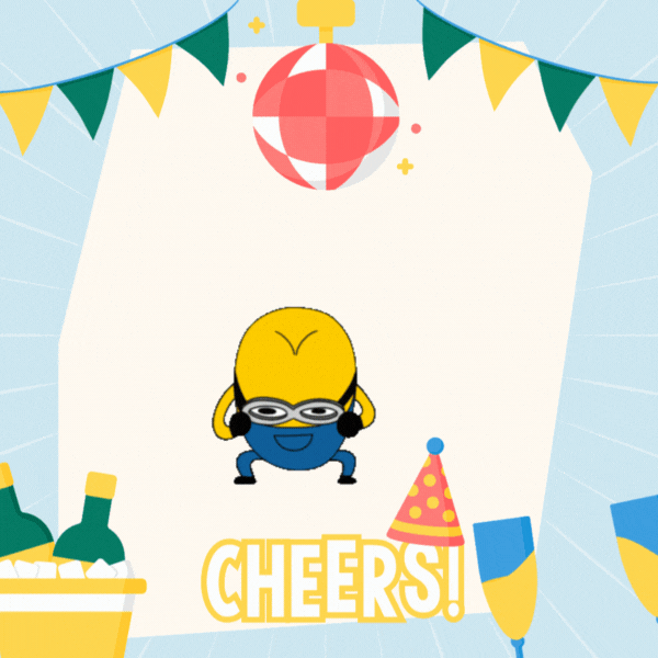 Minion Cheers Birthday Gif-Card