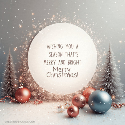 Merry Christmas Gif-Card with Decorations 2025 - Free Animated GIF no sign up