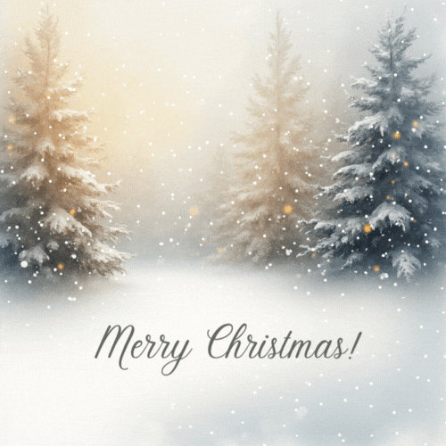Snowy Christmas Tree Gif-Card - Free Animated GIF no sign up