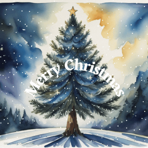 Watercolor Christmas Tree Gif-Card