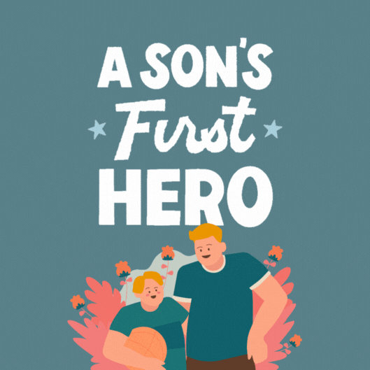 A Sons First Hero Fathers Day gif Card