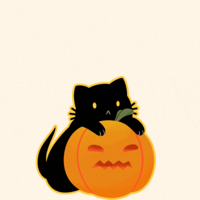 Cute Black Cat Halloween Gif-Card