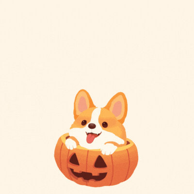 Cute Corgi Halloween Gif-Card - Free Animated Halloween Gifs no sign up