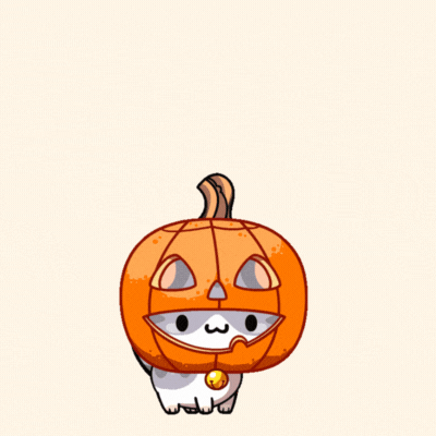 Happy Halloween GIF-Card with Pumpkin Cat