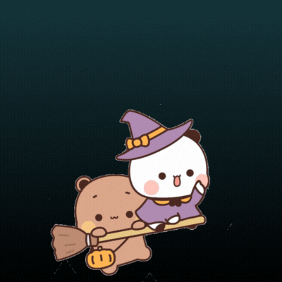 Cute Halloween Gif-Card with Witch Bear