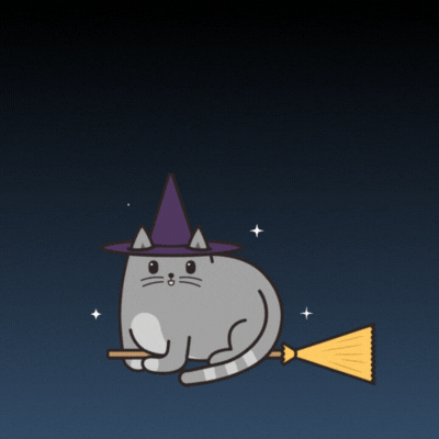 Happy Halloween Witch Cat gif-Card