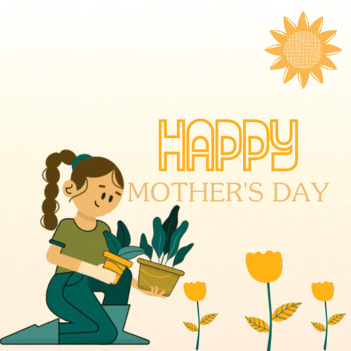 Happy Mothers Day Gardening gif-Card - Free Animated GIF no sign up