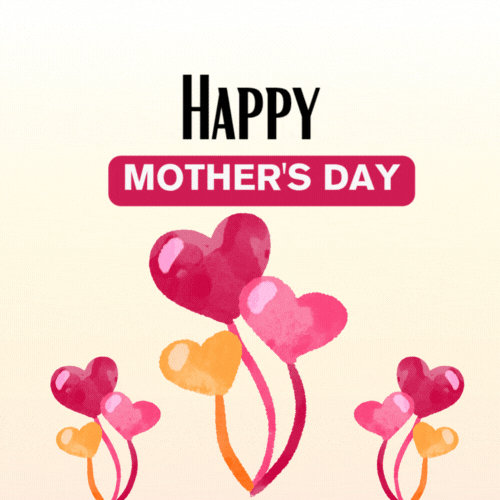 Happy Mothers Day Heart Balloons gif-Card