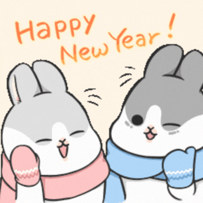 Cute Bunny Happy New Year 2026 Gif-Card
