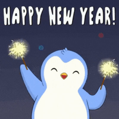 Cute Penguin New Year's Day Animated GIF E-Card