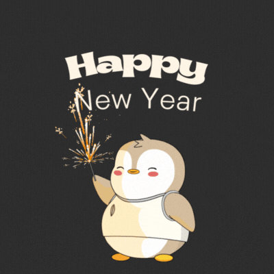 Cute Penguin New Year's Day Gif-Card
