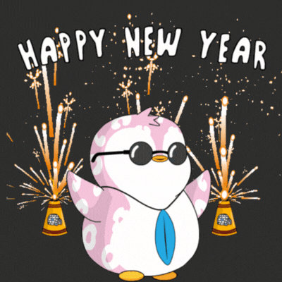 Cute Penguin New Year's Day Gif-Card