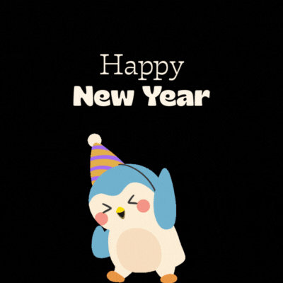 Cute Penguin New Year's Day Gif-Card