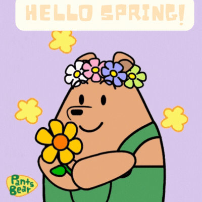 Hello Spring Bear Gif-Card - Free Animated GIF no sign up