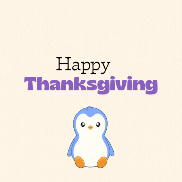 Cute Penguin Thanksgiving Gif-Card