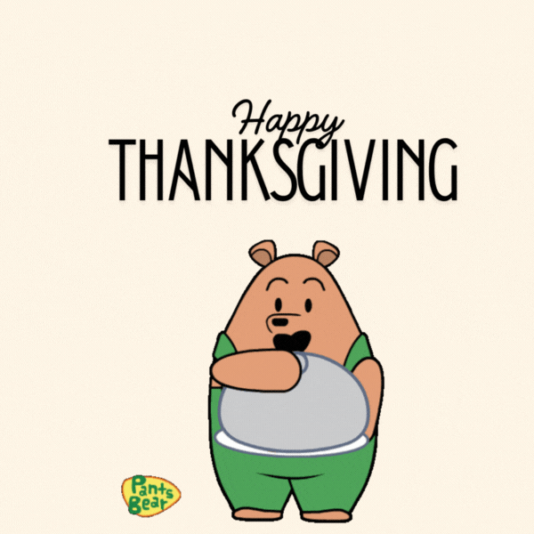Cute Thanksgiving Gif-Card with Cartoon Bear