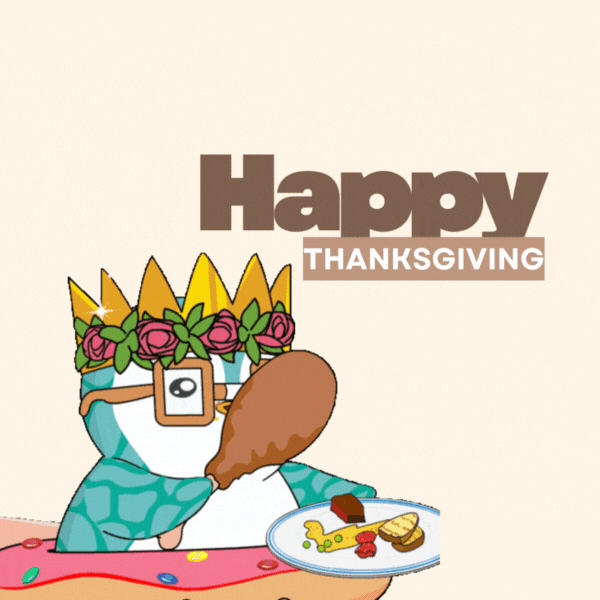 Cute Thanksgiving Gif-Card with Cartoon Character