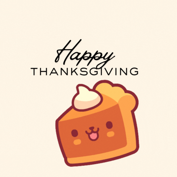 Cute Thanksgiving Gif-Card with Pumpkin Pie